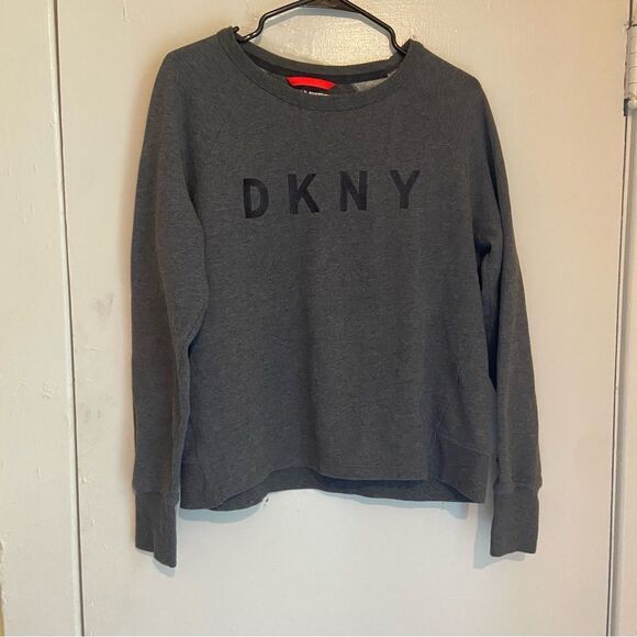 DKNY Sport Heather Grey Logo Crewneck Sweatshirt Women’s Large - Picture 1 of 5